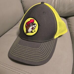 Buc-ee's Trucker Hat Gray Neon Yellow Snapback Mesh Logo Patch Cap Mens Womens